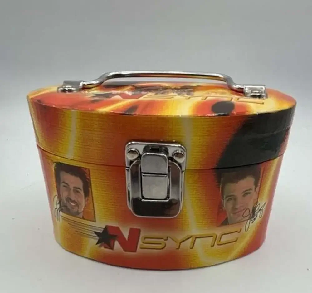 Vintage 2001 NSYNC Boy Band Oval Jewelry Box Tote with Mirror